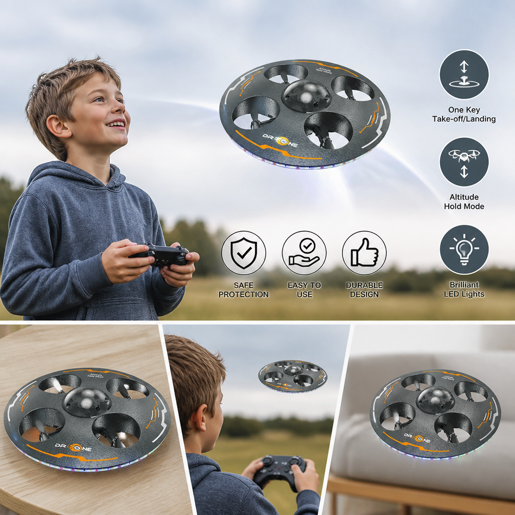 Remote Control LED Flying Saucer Drone