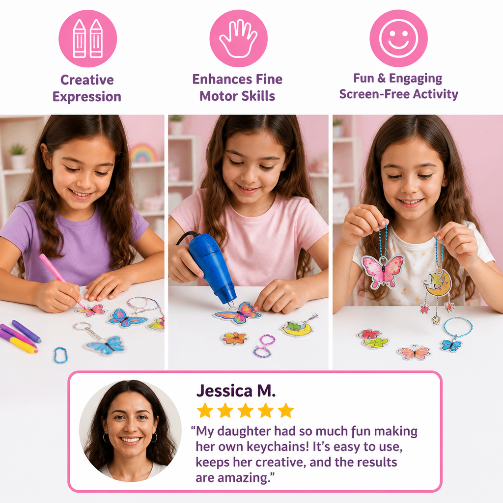 DIY Shrink Art Keychain & Charm Making Kit for Kids