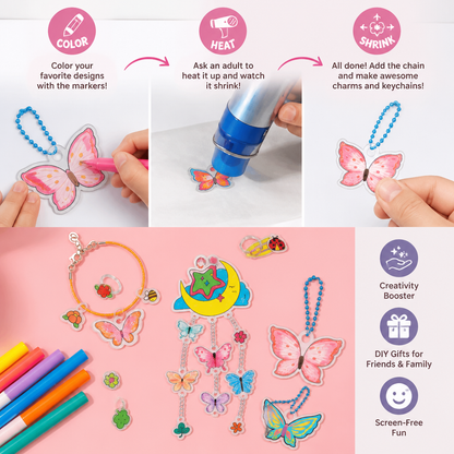 DIY Shrink Art Keychain & Charm Making Kit for Kids