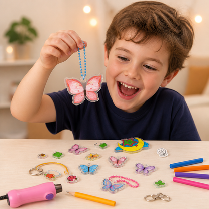 DIY Shrink Art Keychain & Charm Making Kit for Kids