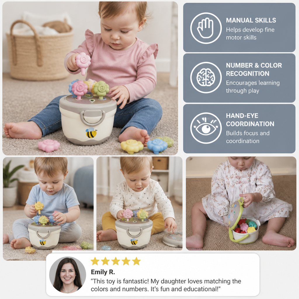Montessori Flower Pot Color & Number Matching Learning Game