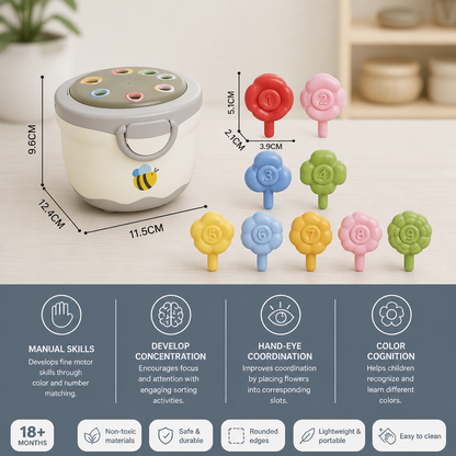 Montessori Flower Pot Color & Number Matching Learning Game