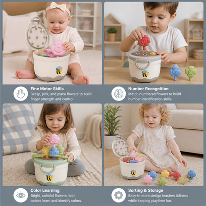 Montessori Flower Pot Color & Number Matching Learning Game