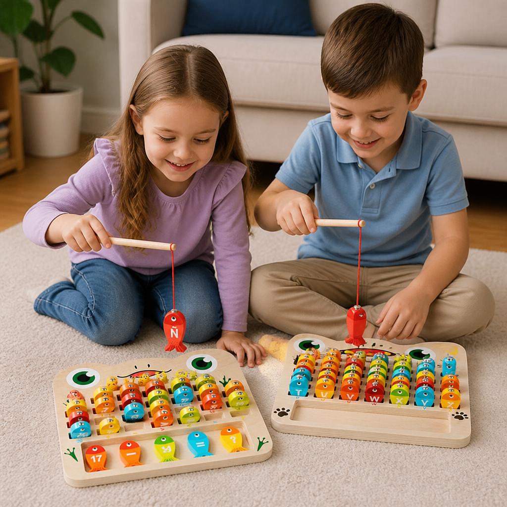Wooden Magnetic Fishing Game – Alphabet, Math & Fine Motor Skills Learning Toy for Kids