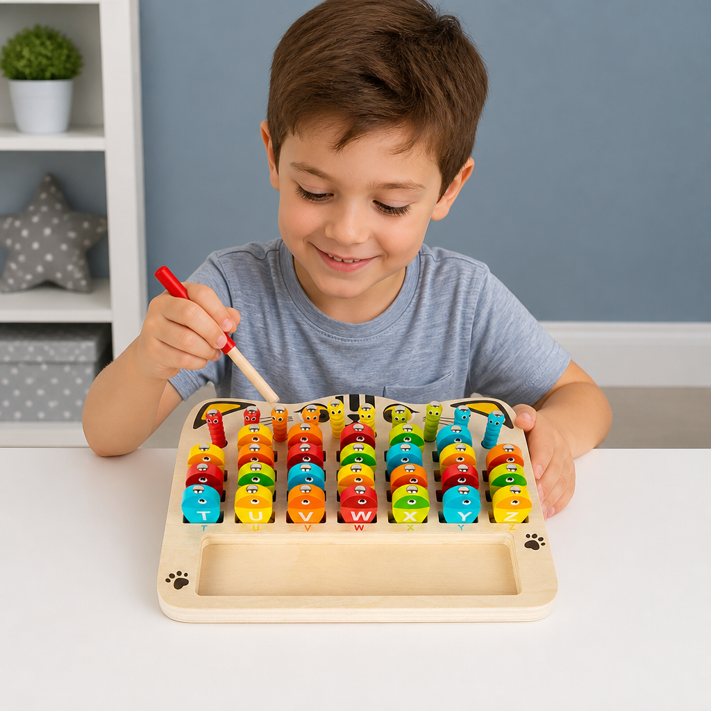 Wooden Magnetic Fishing Game – Alphabet, Math & Fine Motor Skills Learning Toy for Kids