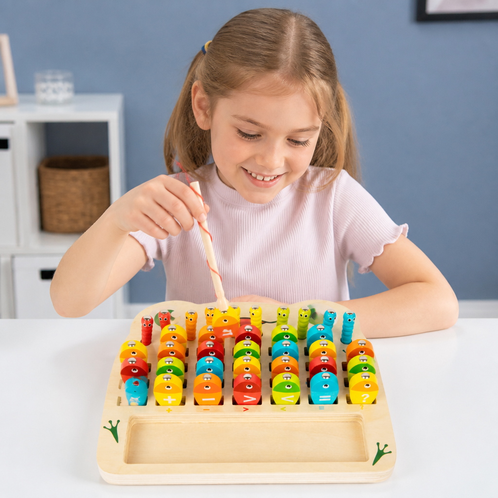 Wooden Magnetic Fishing Game – Alphabet, Math & Fine Motor Skills Learning Toy for Kids
