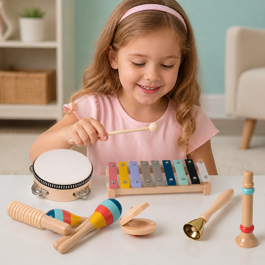 Wooden Musical Instrument Set – Montessori Percussion & Rhythm Learning Toys for Kids