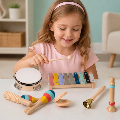 Wooden Musical Instrument Set – Montessori Percussion & Rhythm Learning Toys for Kids