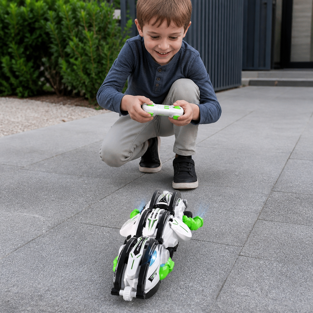 2-in-1 Remote Control Transforming Stunt Car with 360° Rotation & LED Lights