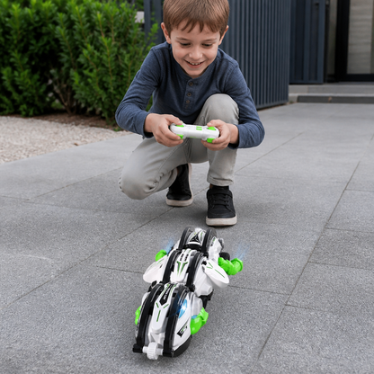 2-in-1 Remote Control Transforming Stunt Car with 360° Rotation & LED Lights
