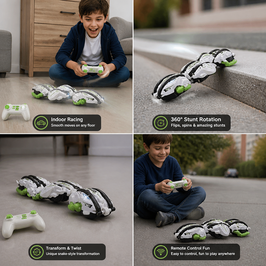 2-in-1 Remote Control Transforming Stunt Car with 360° Rotation & LED Lights