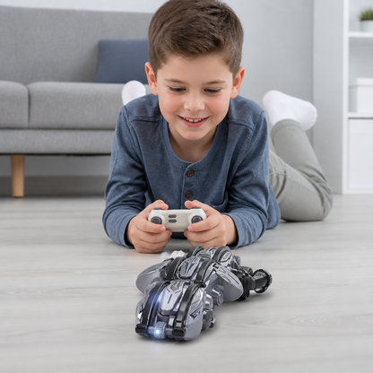 2-in-1 Remote Control Transforming Stunt Car with 360° Rotation & LED Lights