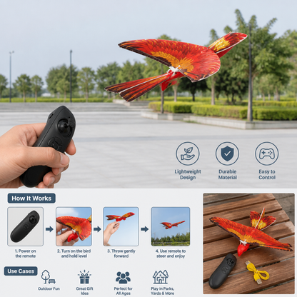Remote Control Flapping-Wing Flying Bird Toy for Kids