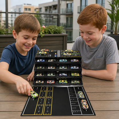 48-Piece Mini Die-Cast Pull-Back Car Set with Storage Container Box