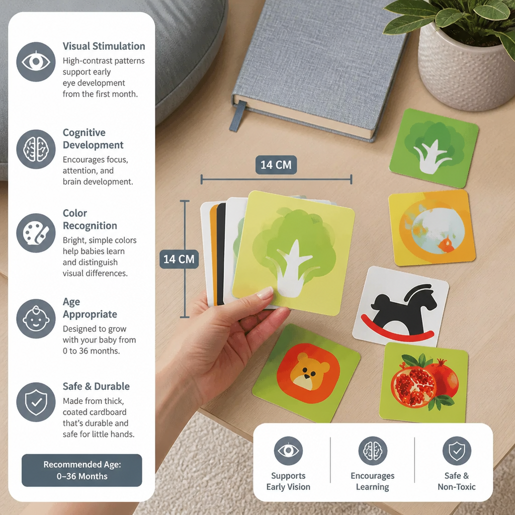 Montessori Baby Learning Flash Cards – Visual Stimulation, Color Recognition & Categorization Set