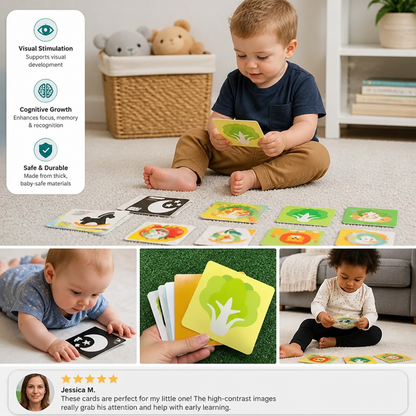 Montessori Baby Learning Flash Cards – Visual Stimulation, Color Recognition & Categorization Set