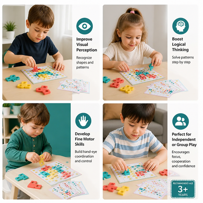Montessori Wooden Shape Matching Puzzle – Color & Logic Brain Training Game