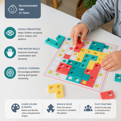 Montessori Wooden Shape Matching Puzzle – Color & Logic Brain Training Game