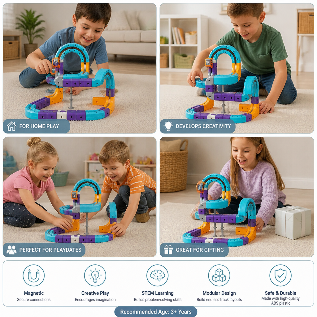 DIY Gravity Cube Track Building Kit with Electric Train
