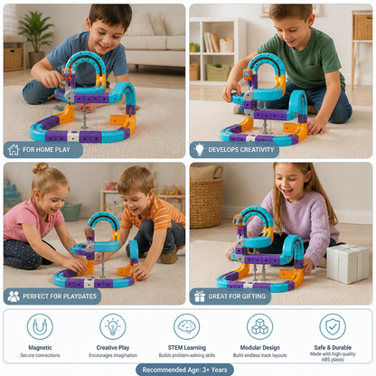 DIY Gravity Cube Track Building Kit with Electric Train
