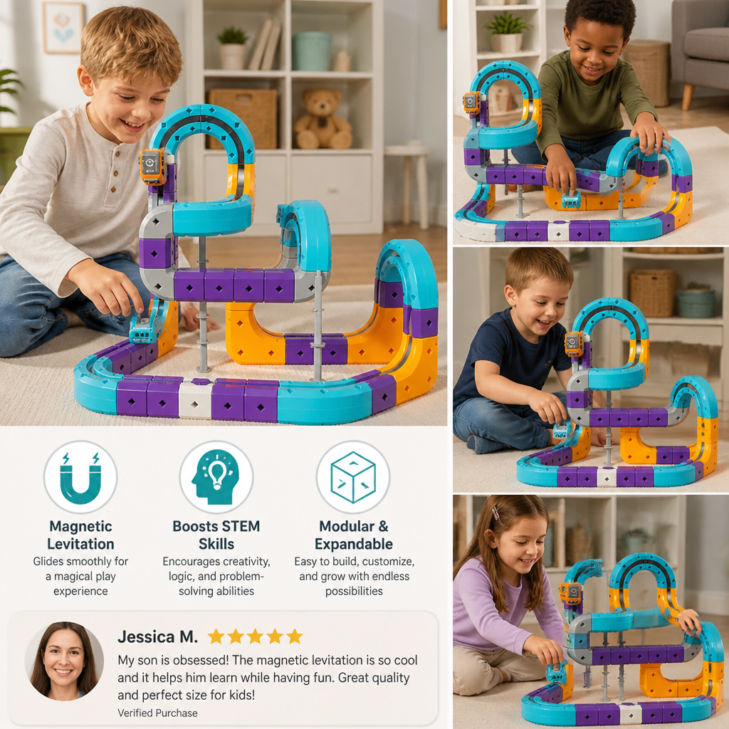 DIY Gravity Cube Track Building Kit with Electric Train