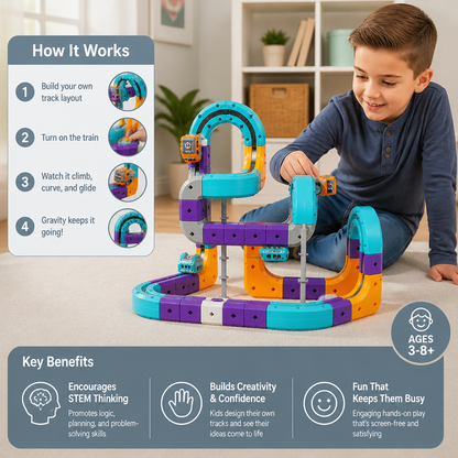 DIY Gravity Cube Track Building Kit with Electric Train