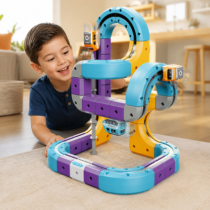DIY Gravity Cube Track Building Kit with Electric Train