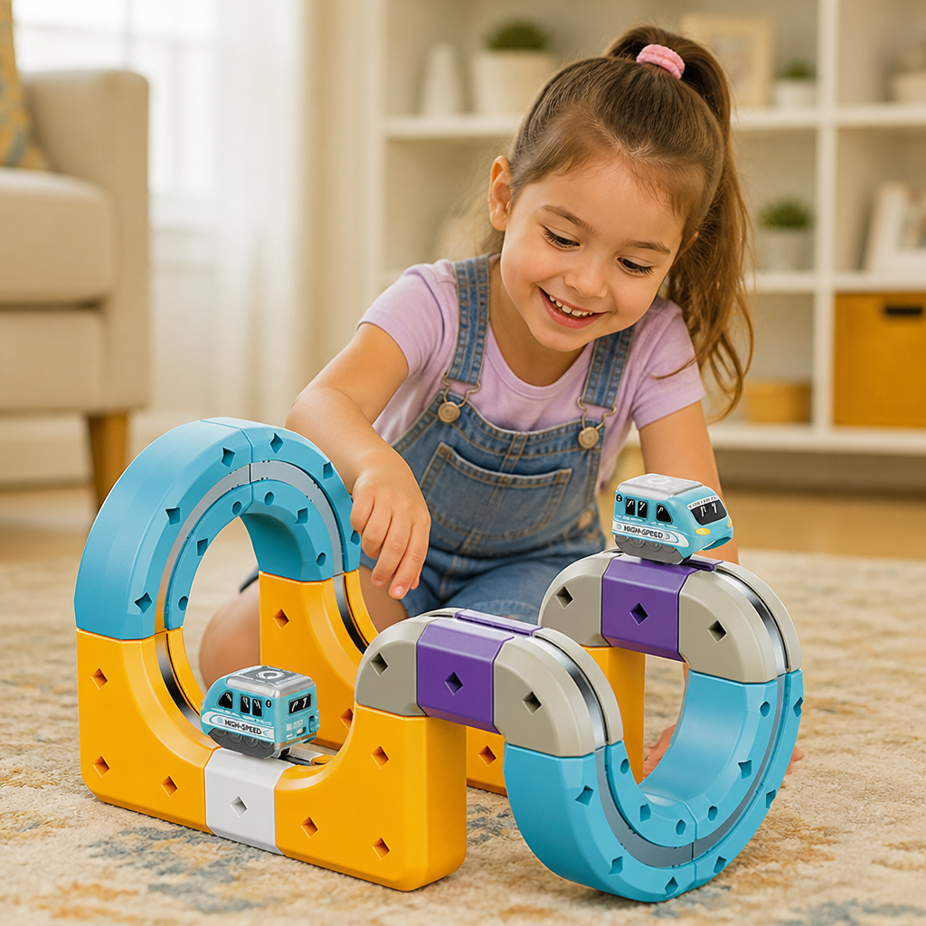 DIY Gravity Cube Track Building Kit with Electric Train