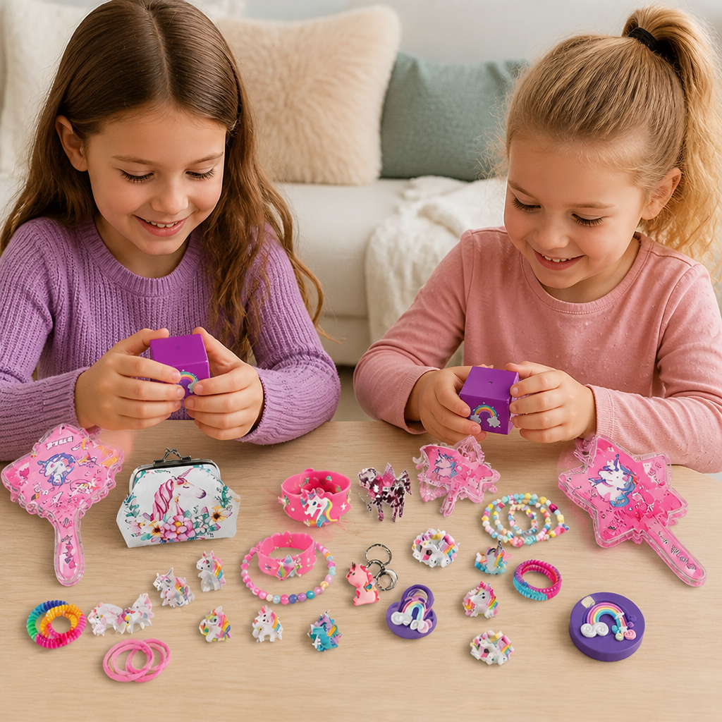 24-Day Unicorn Advent Calendar with Hair Accessories, Stickers & Surprise Gifts
