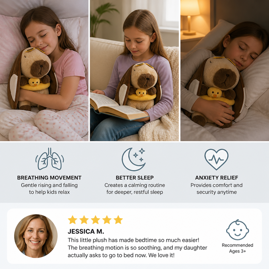 Breathing Capybara Plush Toy – Soft & Cuddly Sleep Companion
