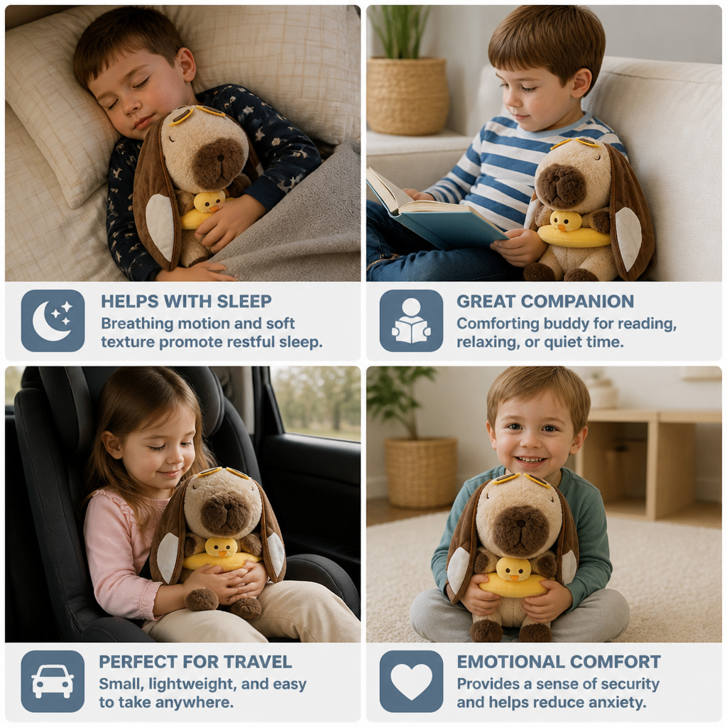 Breathing Capybara Plush Toy – Soft & Cuddly Sleep Companion