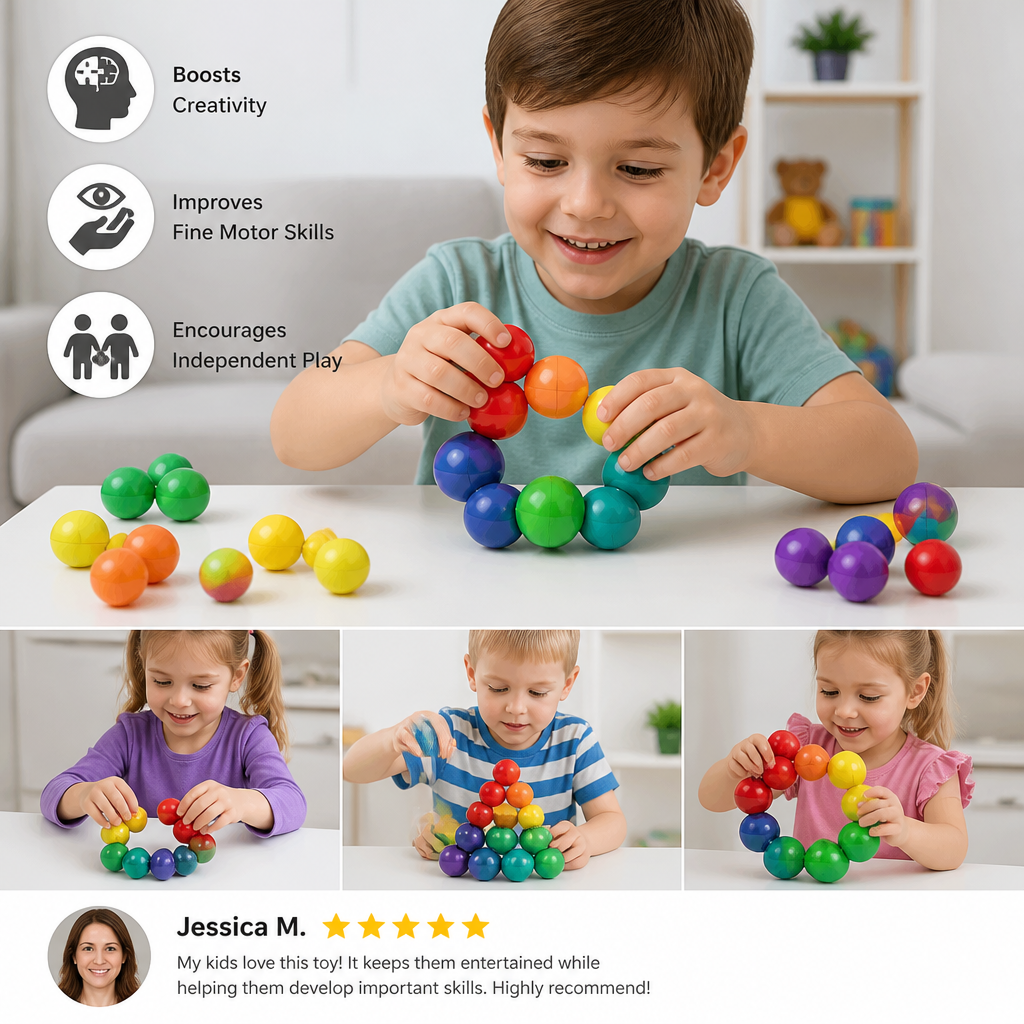 Colorful 3D Ball Building Set – Creative Construction & Fine Motor Skills Learning Toy for Kids