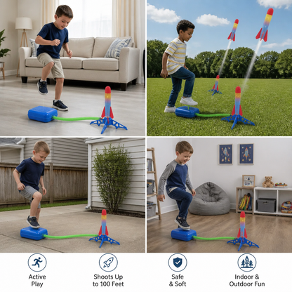 Safe & Soft Kids Rocket Launcher- Lightning Air-Powered Indoor Fun