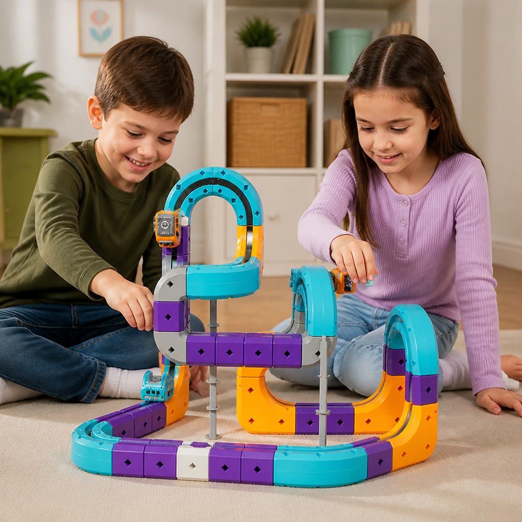 DIY Gravity Cube Track Building Kit with Electric Train