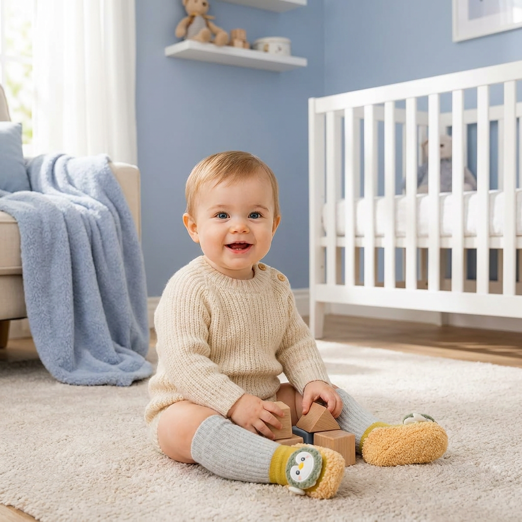 Warm Baby Non-Slip Socks – Lined Knee-High Socks with Cute Design for Babies & Toddlers