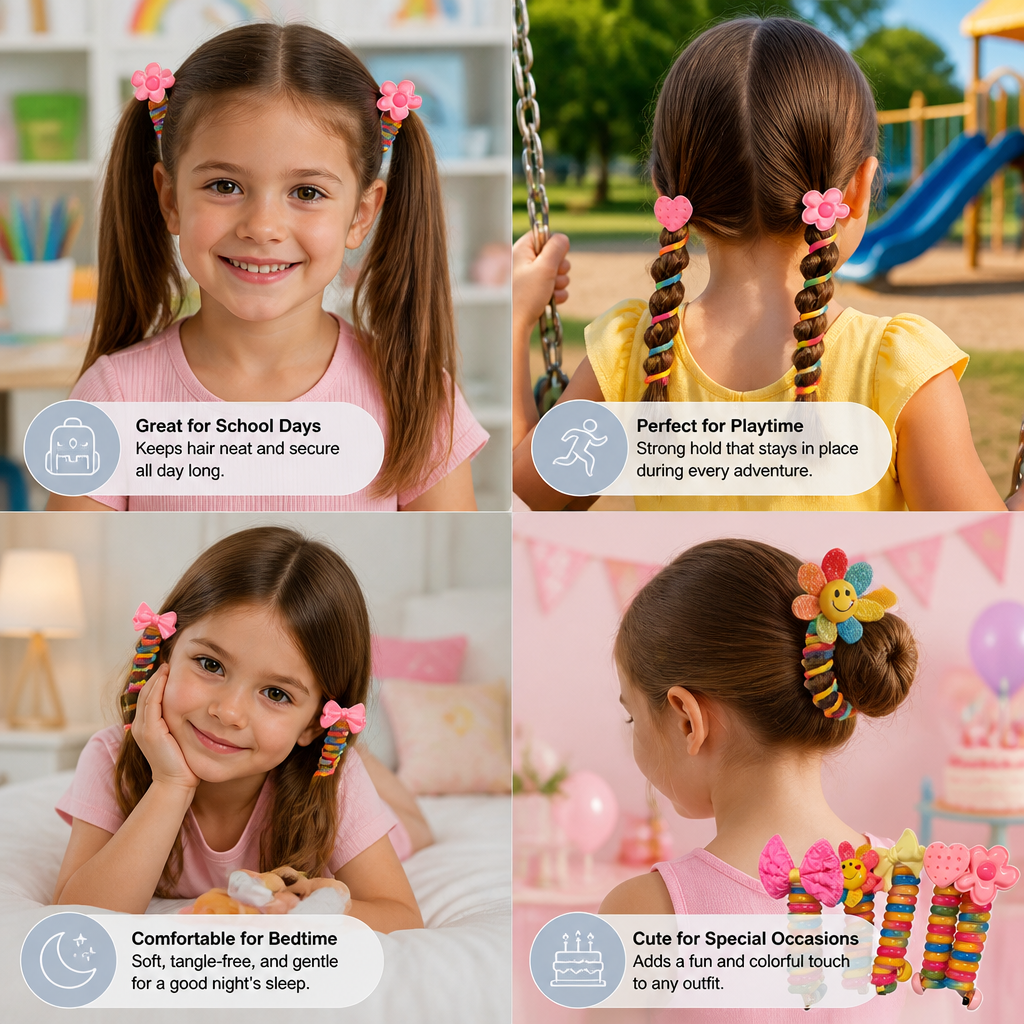 Cute Kids Spiral Hair Tie Set