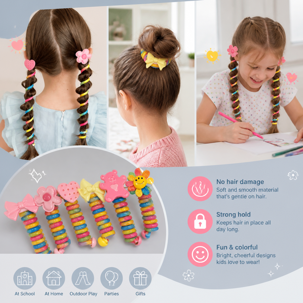 Cute Kids Spiral Hair Tie Set
