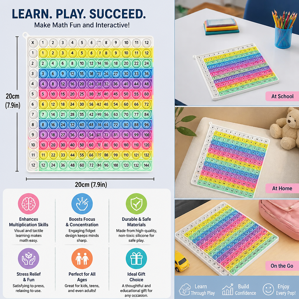 Rainbow Pop Math – Multiplication Fidget Learning Toy