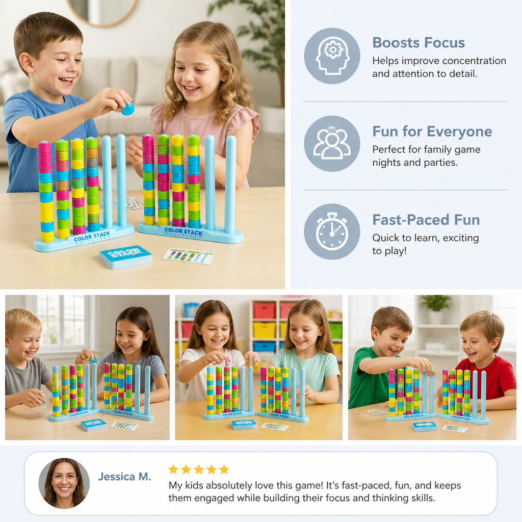 Color Stack Challenge – Fast-Paced Color Matching Party & Family Game