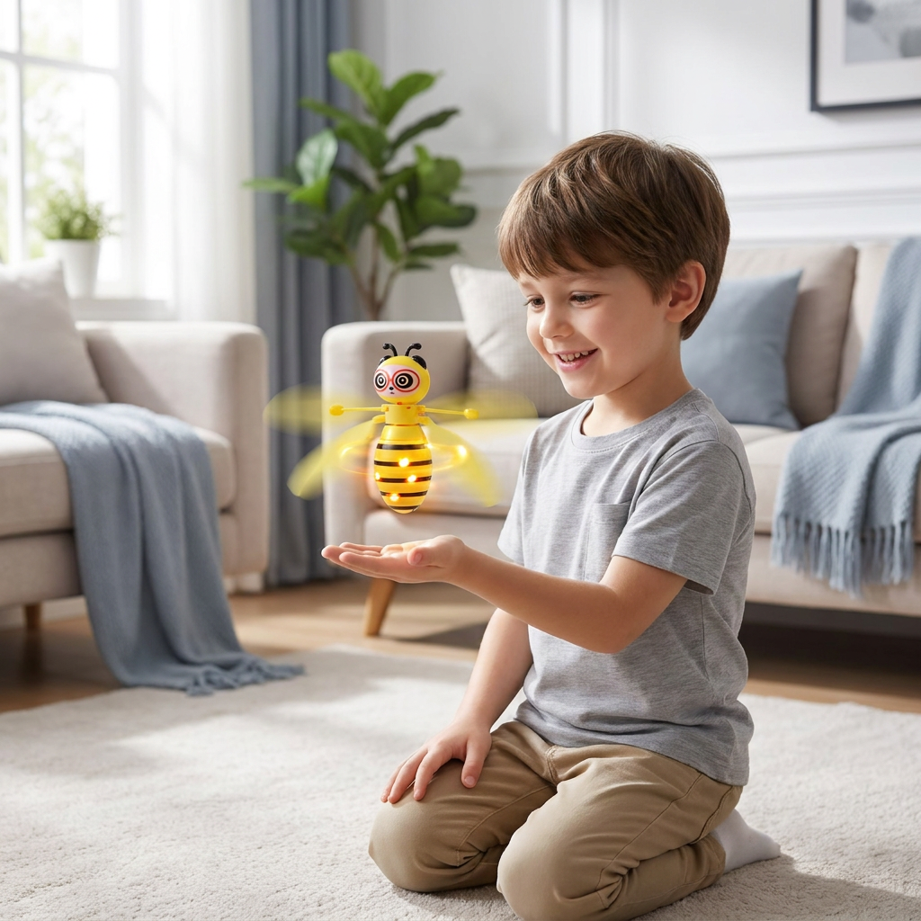 Hand-Controlled Flying Bee Toy with Motion Sensor and LED Lights