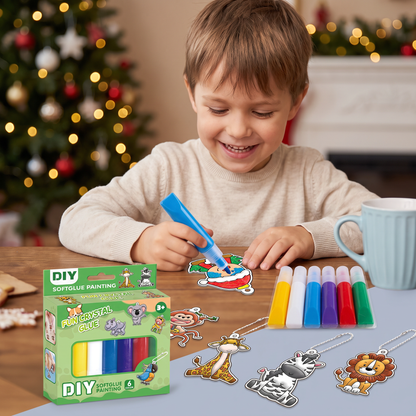 DIY Christmas No-Bake Glue Painting Ornament Craft Kit for Kids