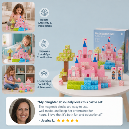 Montessori Princess Dream Castle Magnetic Building Cubes Set
