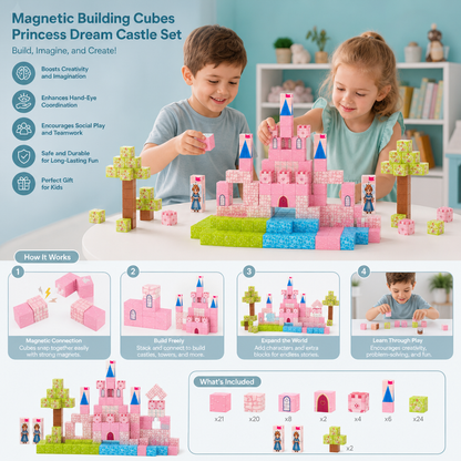 Montessori Princess Dream Castle Magnetic Building Cubes Set