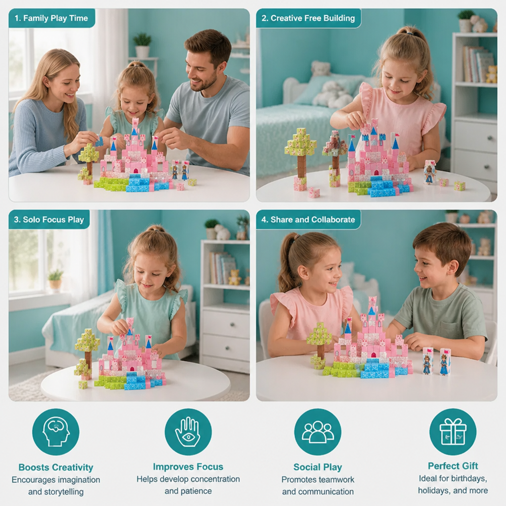 Montessori Princess Dream Castle Magnetic Building Cubes Set