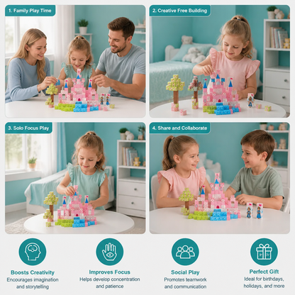 Montessori Princess Dream Castle Magnetic Building Cubes Set