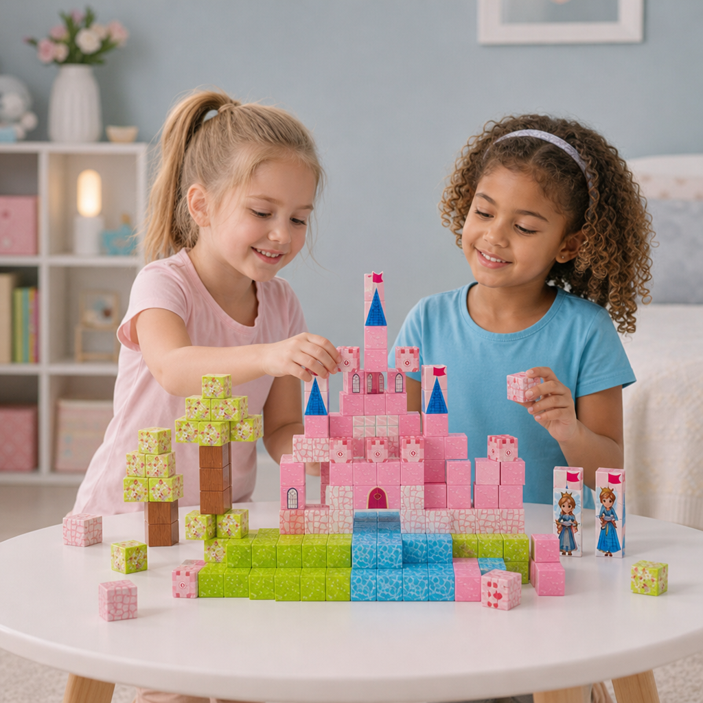 Montessori Princess Dream Castle Magnetic Building Cubes Set