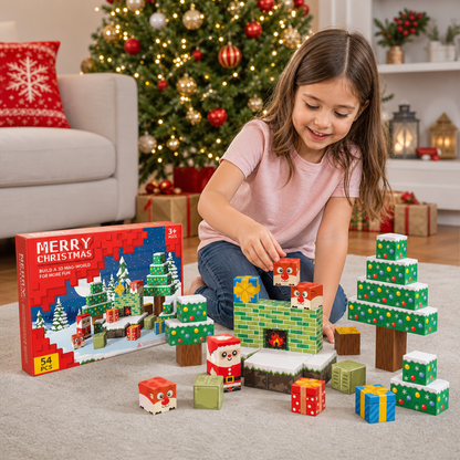54-Piece Christmas Magnetic Building Blocks Set – Festive STEM Construction Toy