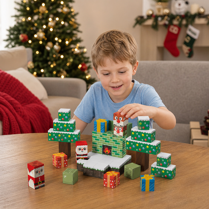 54-Piece Christmas Magnetic Building Blocks Set – Festive STEM Construction Toy