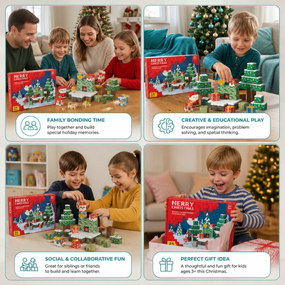 54-Piece Christmas Magnetic Building Blocks Set – Festive STEM Construction Toy