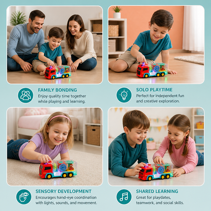 Interactive Fire Truck Toy with Colorful Moving Gears